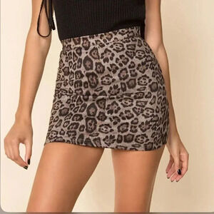 Superdown suede animal print skirt